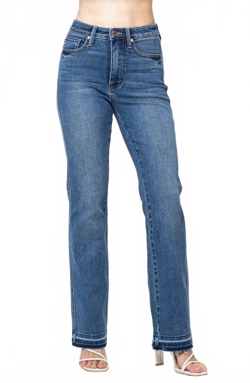 NEW JUDY BLUE high waist control top release hem slim boot jean - plus in blue